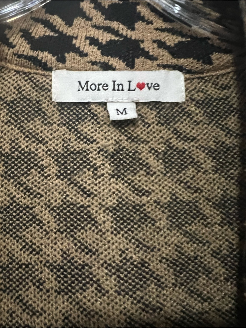 Tailored Houndstooth Long Pea Coat in Camel/Black - Picture 6 of 6